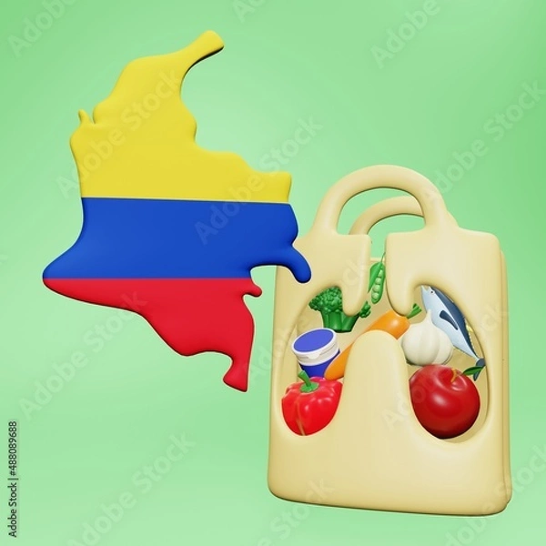 Fototapeta 3d rendering of the need and consumption of nutrients for a healthy lungs in Colombia