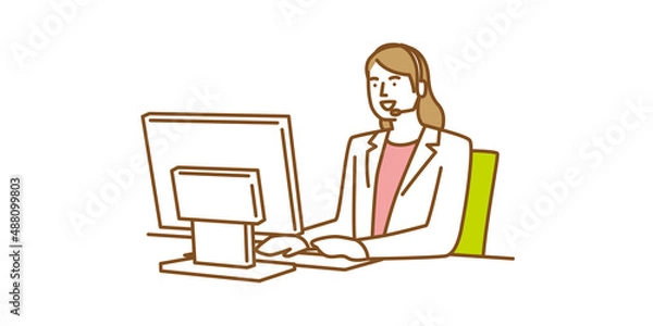 Obraz コールセンターで働く女性