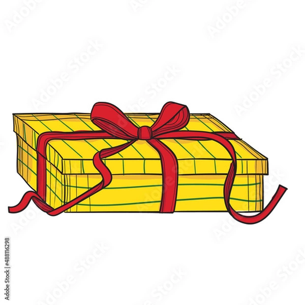 Obraz Hand-drawn coloured vector illustration of gift.
