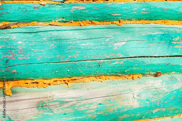 Obraz The wall of an old wooden painted house