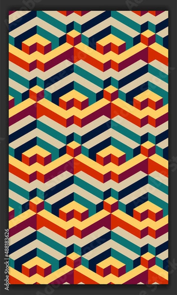 Obraz 3d isometric pattern vector in soft or pastel colors, 3d cubes abstract background