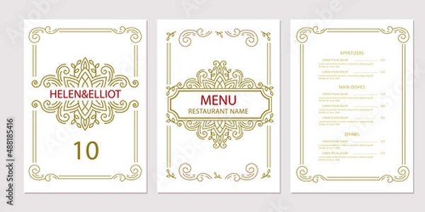 Fototapeta Vector decorative frame. Elegant element for design template, place for text. Floral border. Lace decor for birthday and greeting card, wedding invitation.