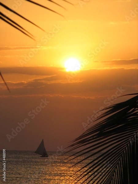 Fototapeta sunset and sail