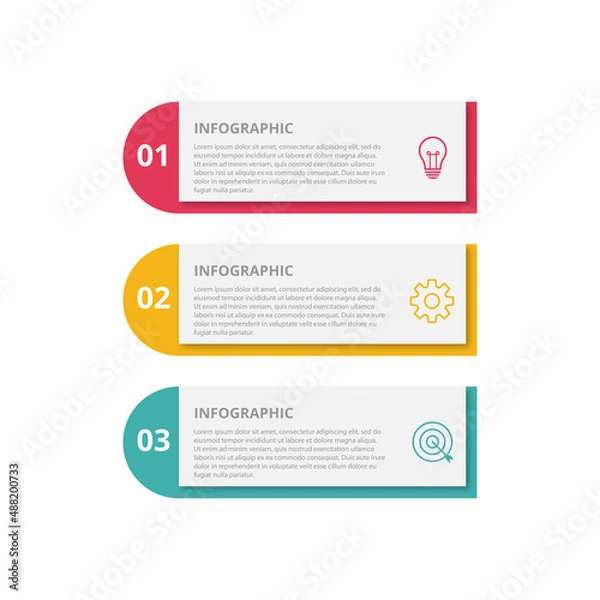 Fototapeta Timeline infographic design with circle for business template. Vector 3 steps.