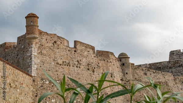 Obraz Fortress wall and turrets of Plaza de Armas of the Royal Walls,  in Ceuta, Spain