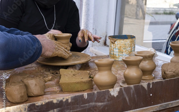 Obraz making pottery. pottery production.