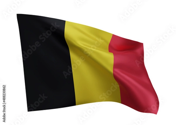 Fototapeta 3d flag of Belgium isolated against white background. 3d rendering.