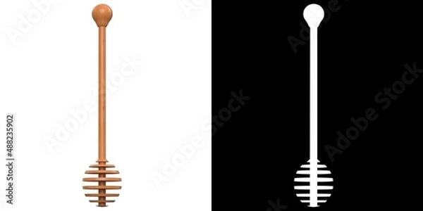 Obraz 3D rendering illustration of a wooden honey dipper
