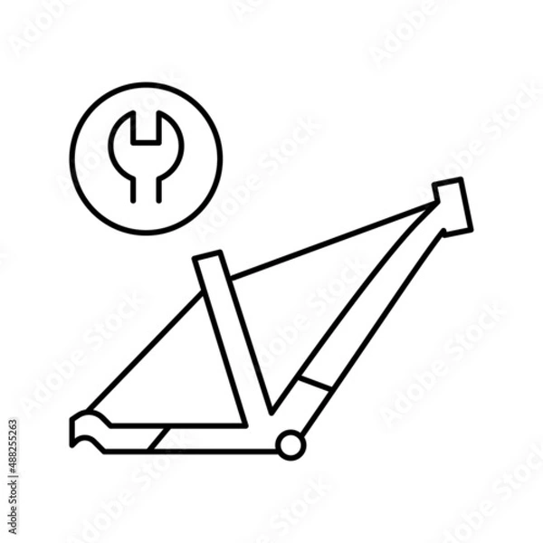 Fototapeta bicycle frame repair line icon vector illustration