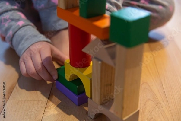 Obraz Kids Building with Blocks