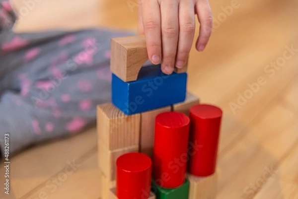 Obraz Kids Building with Blocks