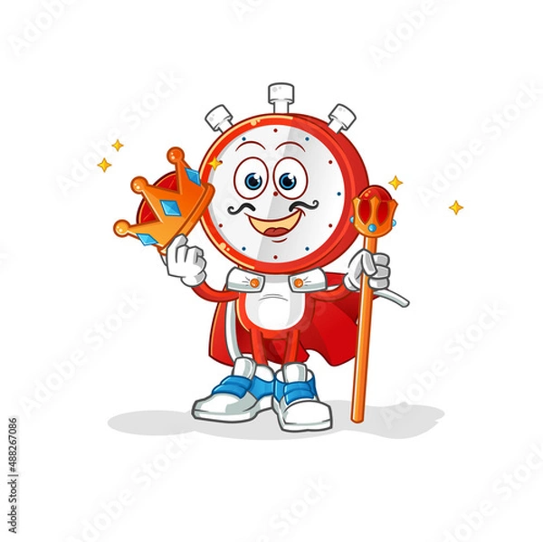 Fototapeta alarm clock head cartoon king vector. cartoon character
