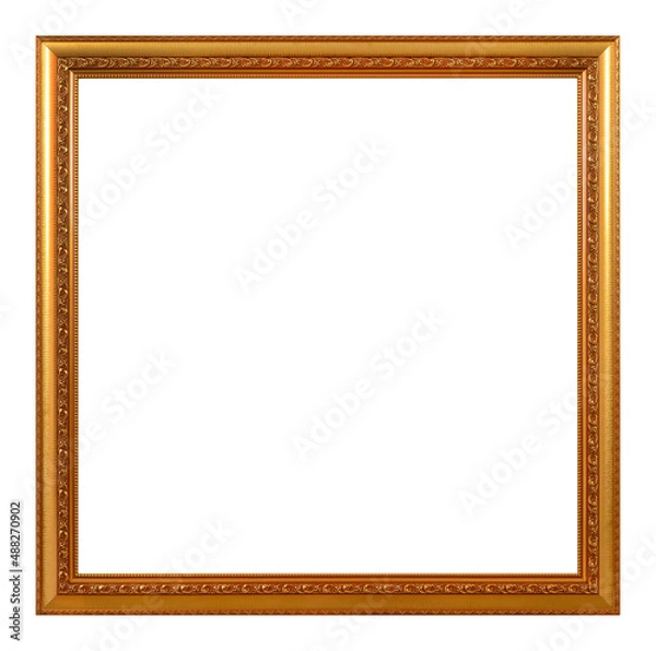 Fototapeta Antique gold frame isolated on the white background