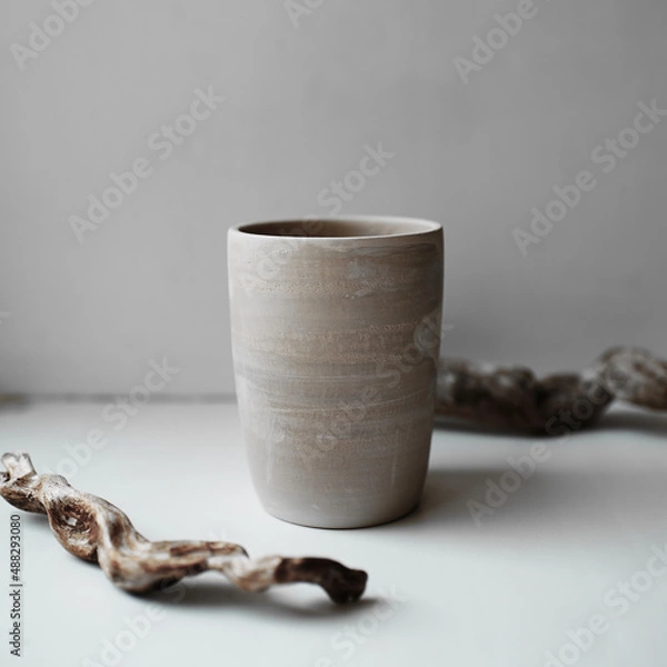 Obraz gray raw ceramic cup
