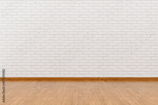 Obraz Modern empty interior with stone wall and wooden floor. 3d Illustration