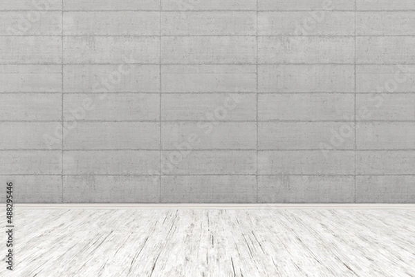Obraz Modern empty interior with stone wall and wooden floor. 3d Illustration