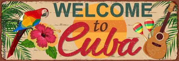 Obraz Welcome to Cuba metal sign.