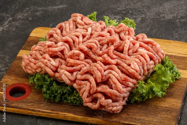 Obraz Raw pork minced meat over board