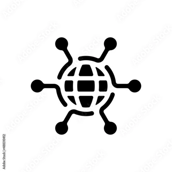 Fototapeta Digital technology, social network, global connect, simple business logo. Black icon on white background