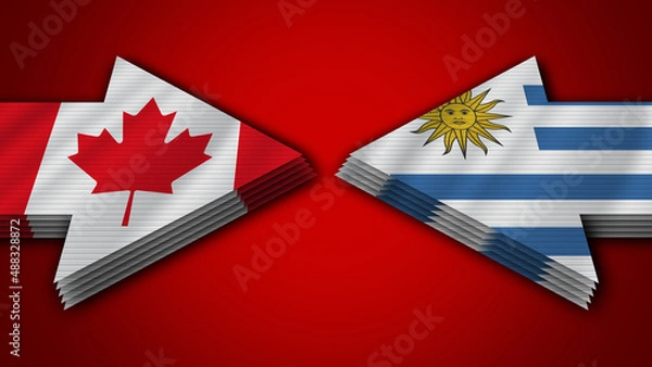 Obraz Uruguay vs Canada Arrow Flags – 3D Illustration