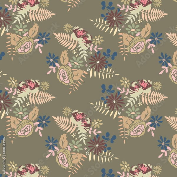 Fototapeta Vintage floral seamless pattern