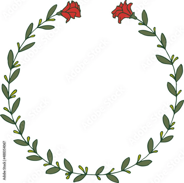 Obraz Simple Circle Floral Frame. Carnation Flowers