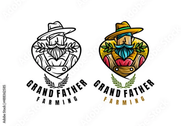 Obraz Logo Farming Grandfather Vector Illustration Template Good for Any Industry