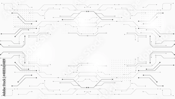 Obraz Grey white Abstract technology background, Hi tech digital connect, communication, high technology concept, science, technology background