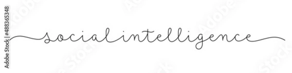 Fototapeta SOCIAL INTELLIGENCE black vector monoline calligraphy banner with swashes