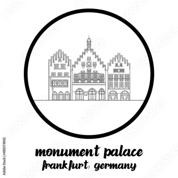 Obraz Circle Icon line Monument Palace. vector illustration