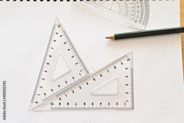 Obraz 直角を描いた定規と鉛筆
