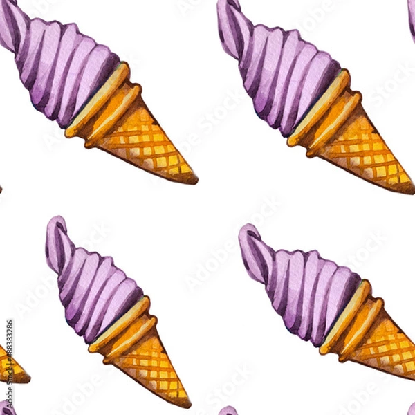 Fototapeta  seamless pattern for confectionery. Sweets and cupcakes. Pattern with goodies. Hand drawn watercolor pattern.