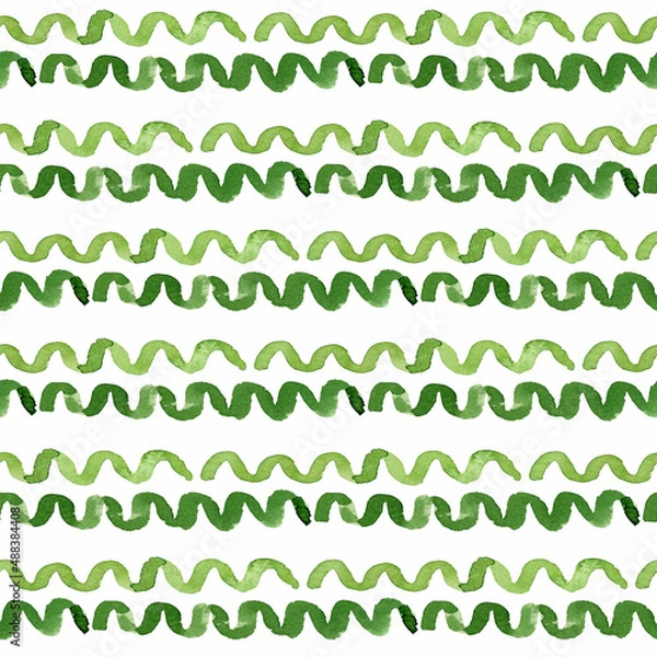 Obraz Watercolor wavy seamless pattern. Abstract waves pattern backdrop. Endless illustration.