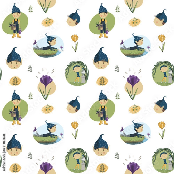 Fototapeta Elves. Digital seamless patterns.