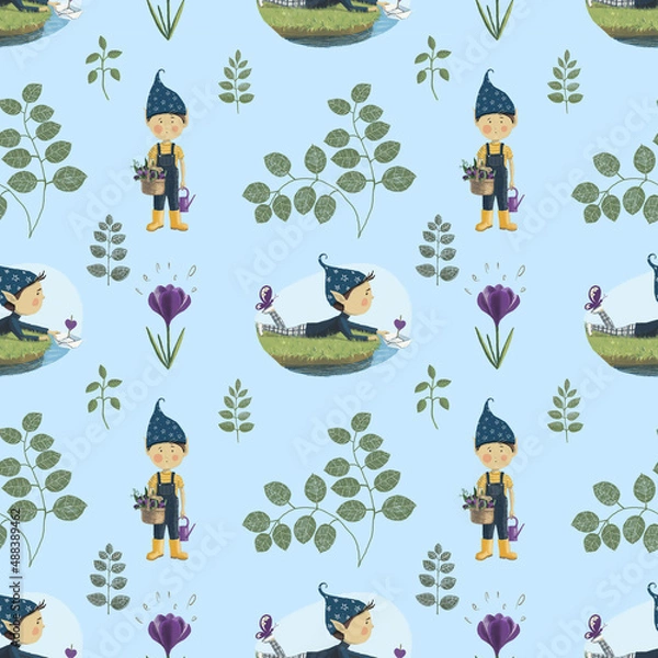 Fototapeta Elves. Digital seamless patterns.