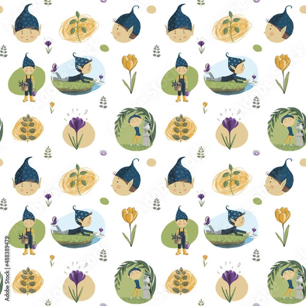 Fototapeta Elves. Digital seamless patterns.