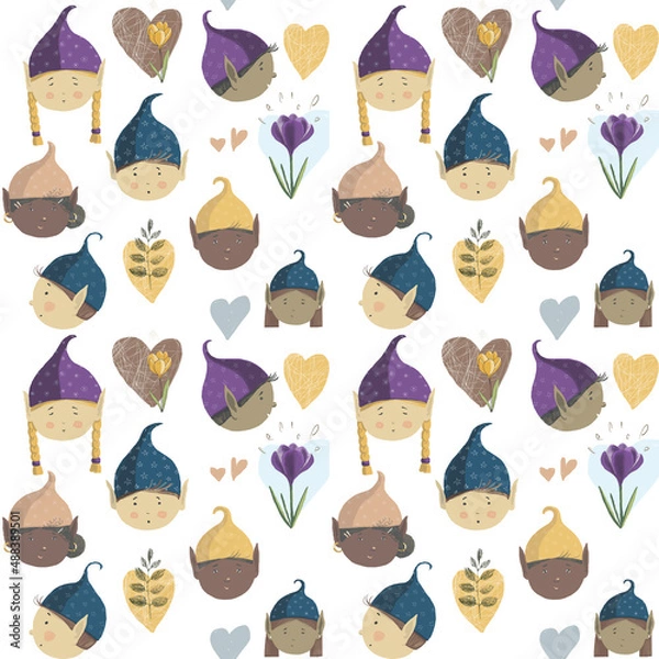 Fototapeta Elves. Digital seamless patterns.