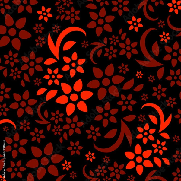 Obraz Muster floral red Vektor Style