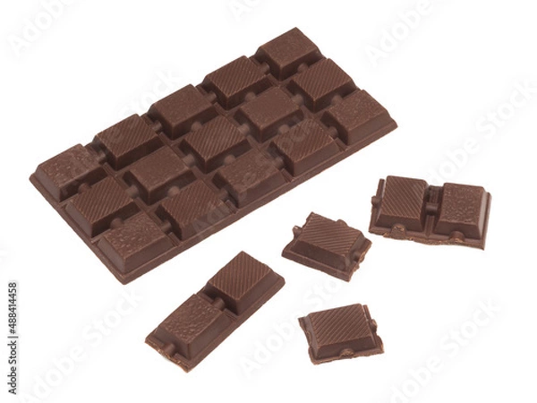 Obraz One dark chocolate bar on white background