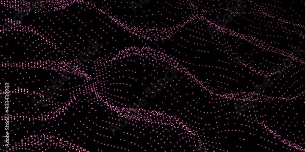 Obraz abstract red violet technology point mesh network in dark space. 3d render illustration