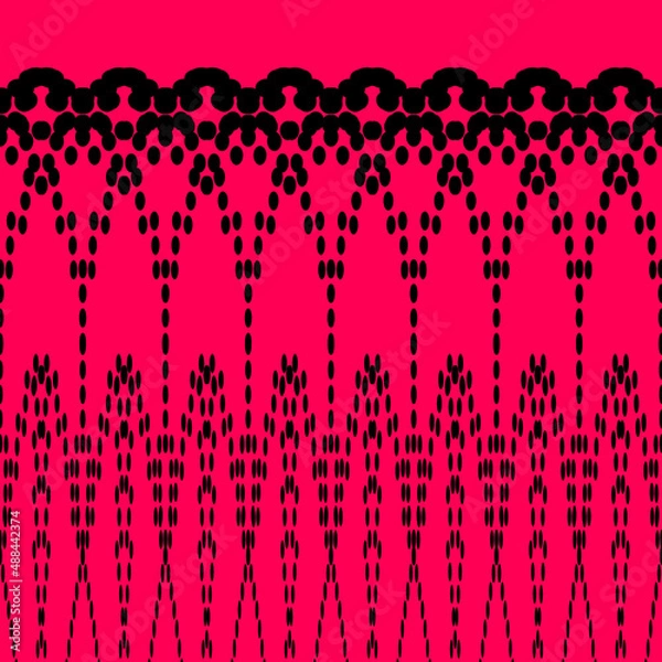 Obraz Abstract illustration for design. Black patterns on a pink background.
