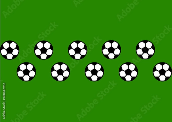 Obraz Soccer ball on green background. Football seamless pattern. Vector soccer wk, ek banner