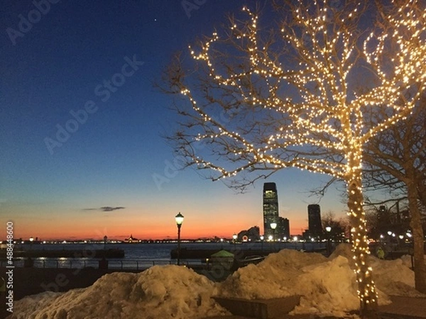 Obraz city view sunset