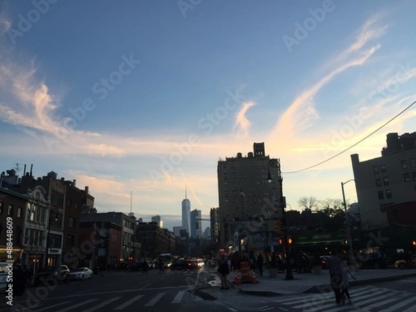 Obraz city view sunset