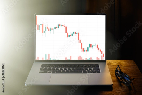 Obraz Stock Market Crash, drop in stock prices. Falling trading charts. Business and finance, investment in stock market.