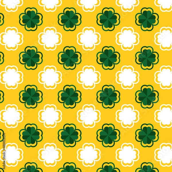 Obraz Happy St Patrick Day Seamless Pattern With Yellow Background