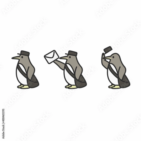 Obraz お手紙を配達するペンギンさんイラスト素材