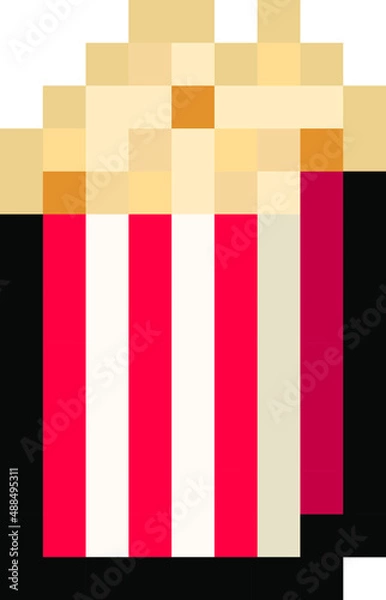 Fototapeta Pixel striped box of popcorn - isolated, vector