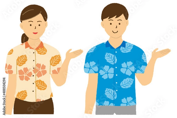 Obraz 誘導する沖縄の若い男女