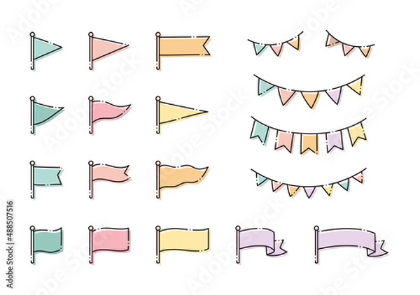 Obraz フラッグ　ガーランド　シンプル　破線　おしゃれ　セット